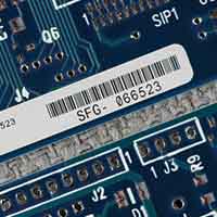 Etichetta su una scheda elettronica.