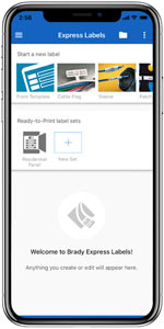 Screenshot dell’app Etichette express su uno smartphone
