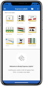 Screenshot dell’app Express Labels su uno smartphone